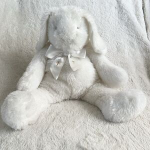 Bunnies By the Bay Bunny Rabbit Cream 16" White Carrot Satin Bow Stuffed Animal